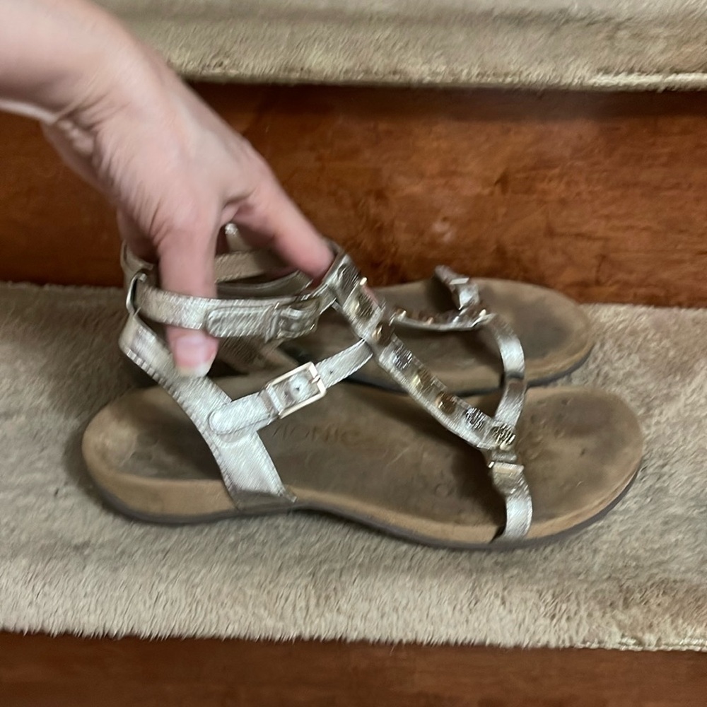 Metallic Silver T-Strap Women's Sandals